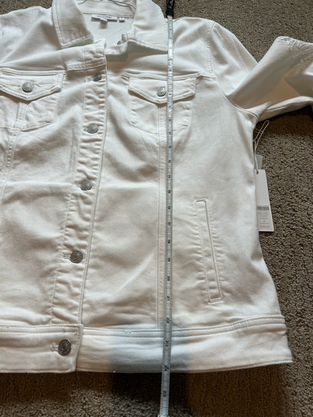 Chico's Jean Jacket with Embroidered Eyelet Sleeve - Picture 8 of 8